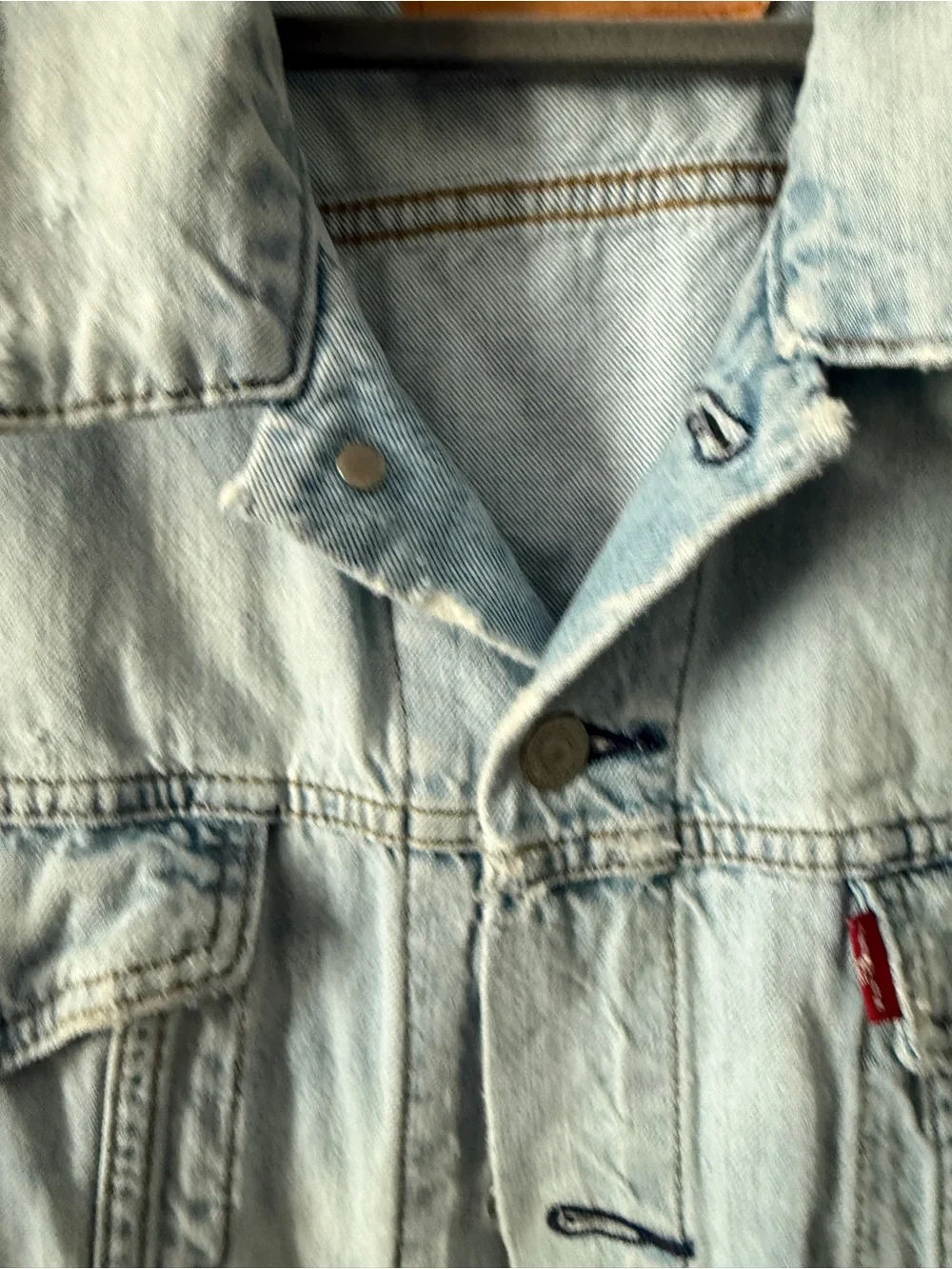 Levi's Light Wash Denim Trucker Jacket in Pale Blue - Picture 3 of 9